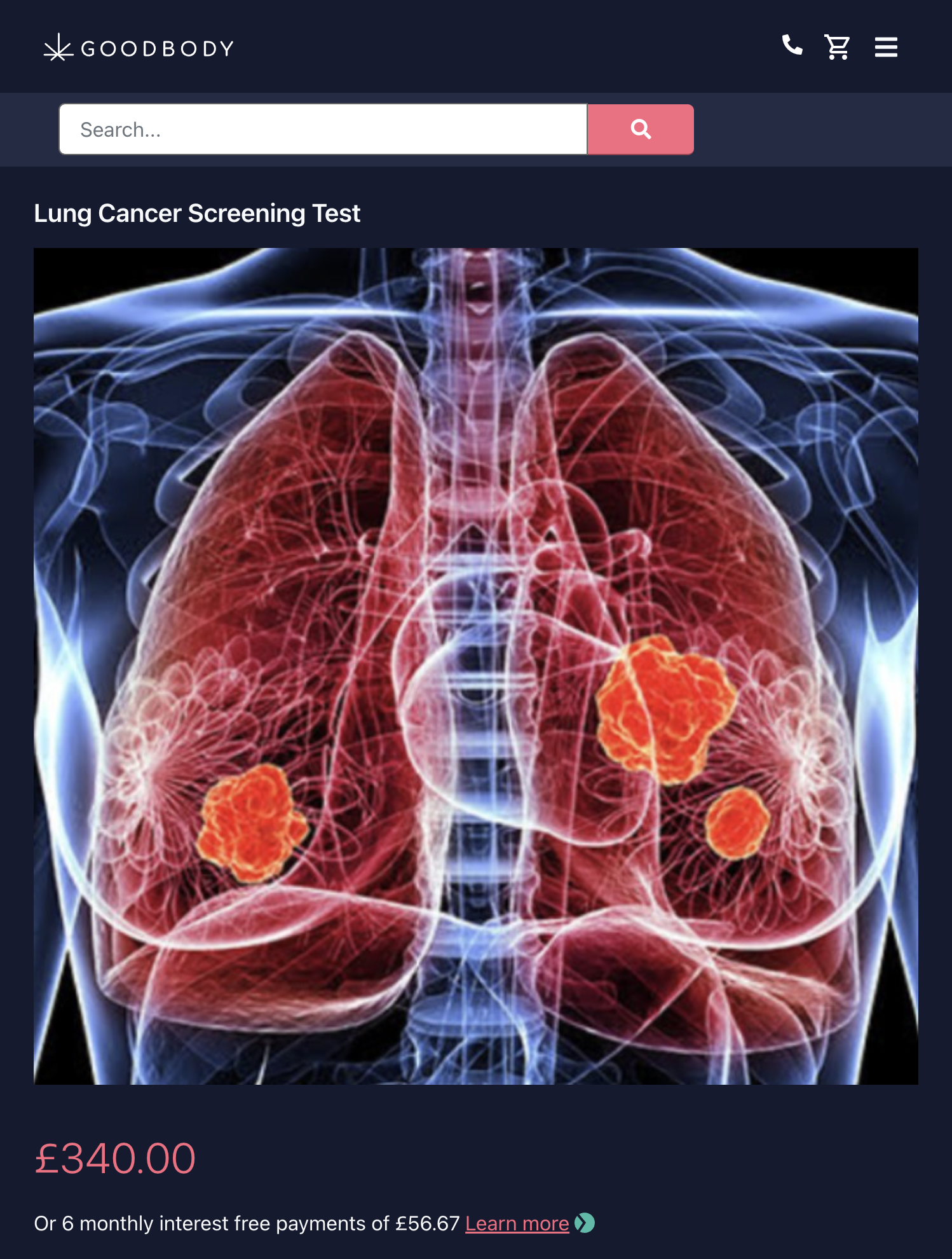 Goodhealth Lung Cancer Screening landing page