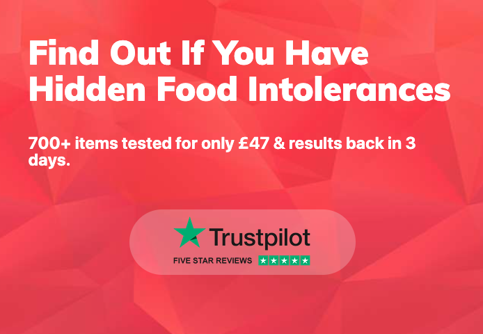 A screenshot from the IntoleranceLab website, showing a 'doctored' TrustPilot five-star rating for the site.
