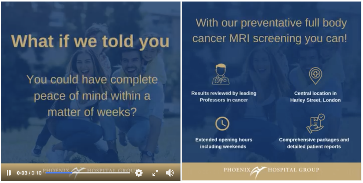 Advert stating 'what if we told you you could have complete peace of mind within a matter of weeks', with graphic stating they have a location in Harley Street